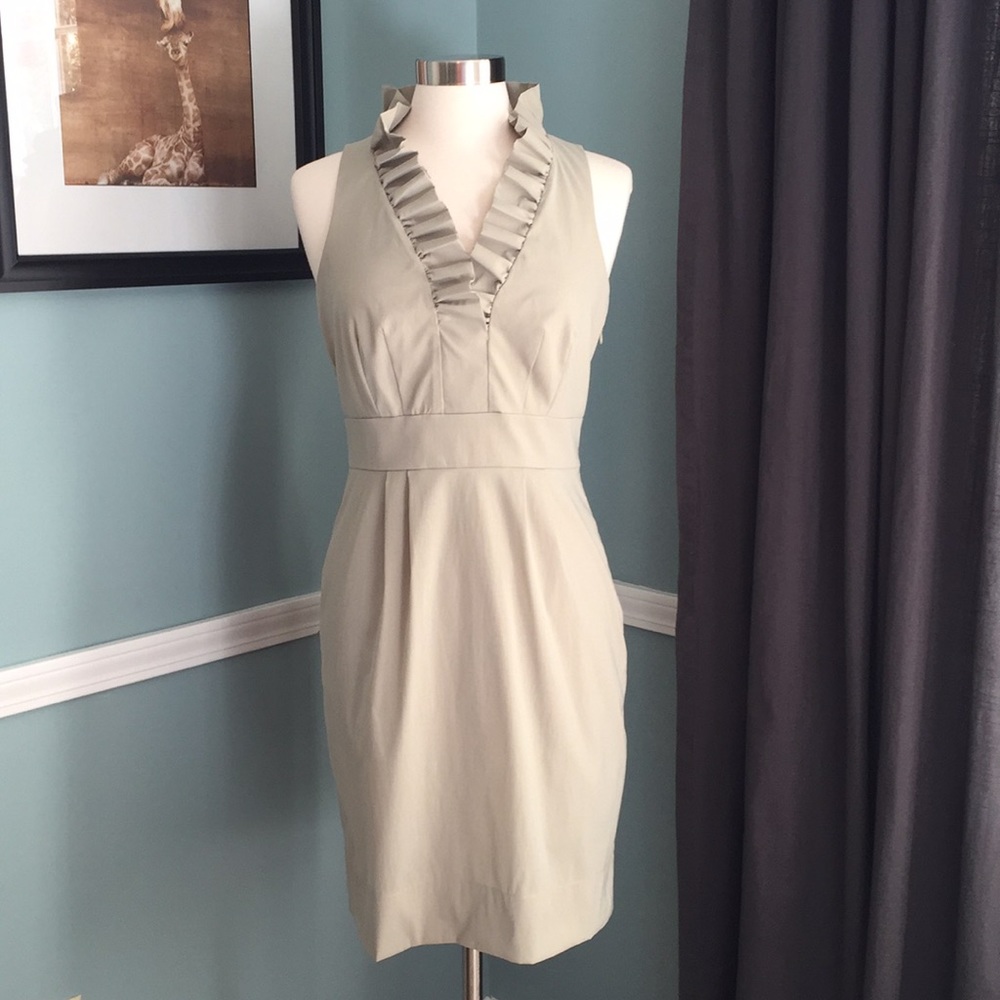 Light green ruffle neck dress